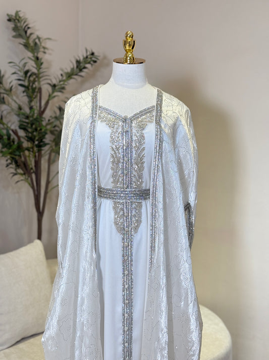 White Muzna Luxury Khaliji Caftan