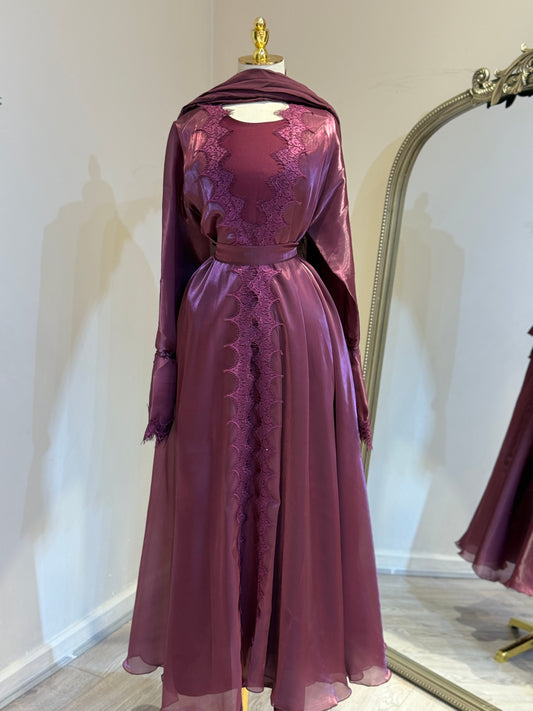 Alanoud 3 Piece Abaya With Satin Under Layer