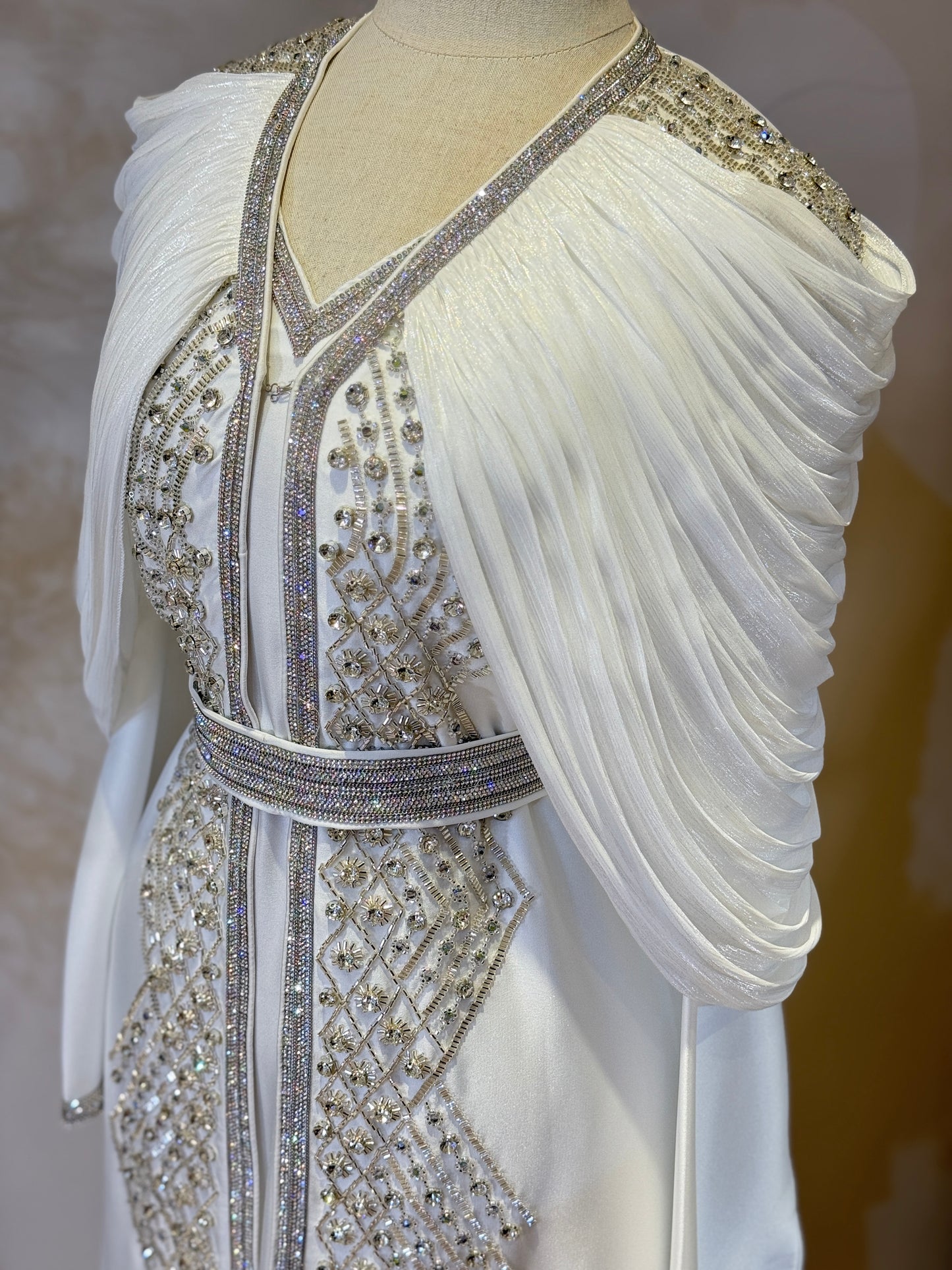 Arela 3 Piece Khaliji Luxury Shoulder Pleated Caftan