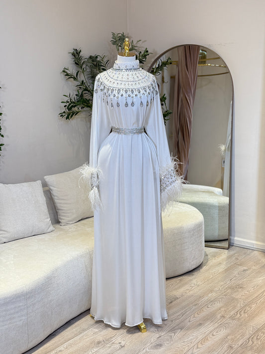 White Hind Luxury Satin Silk Gown