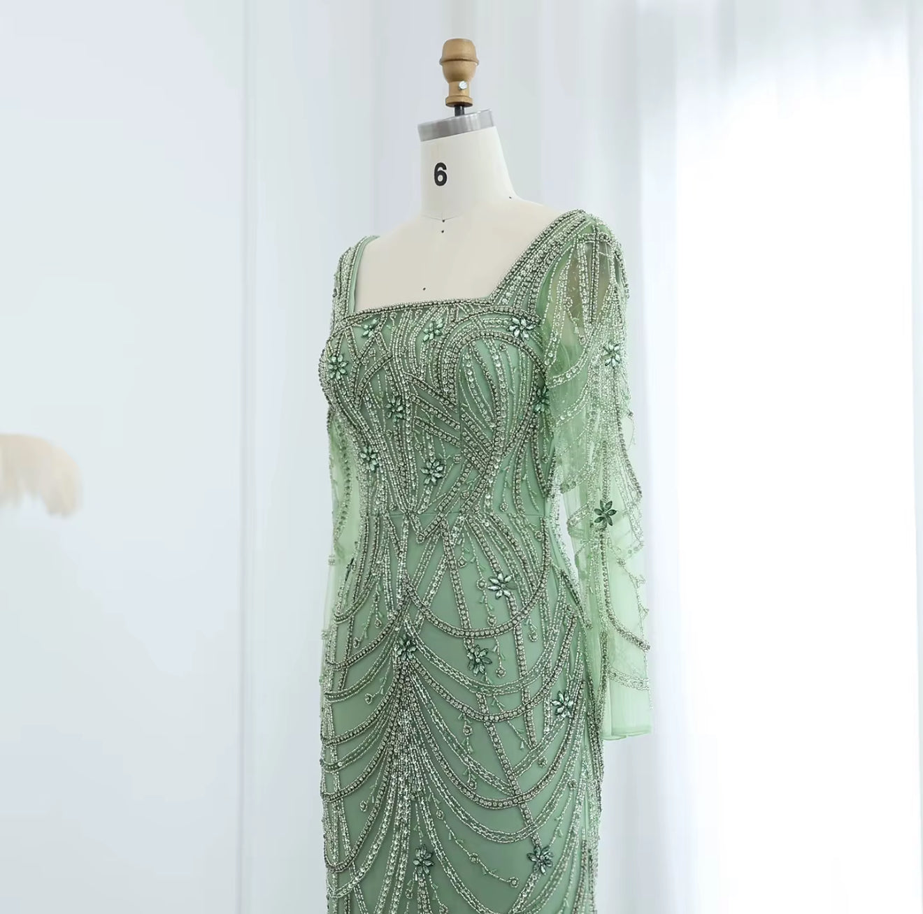 Anya Modest Hand Embellished Gown (pre-order)