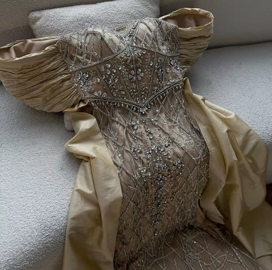 Haneen 2 Material Effect Luxury Hand Embellished Gown (pre-Order)