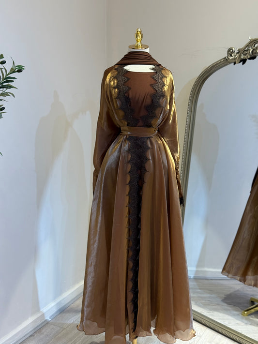 Khaloud 3 Piece Abaya With Satin Under Layer