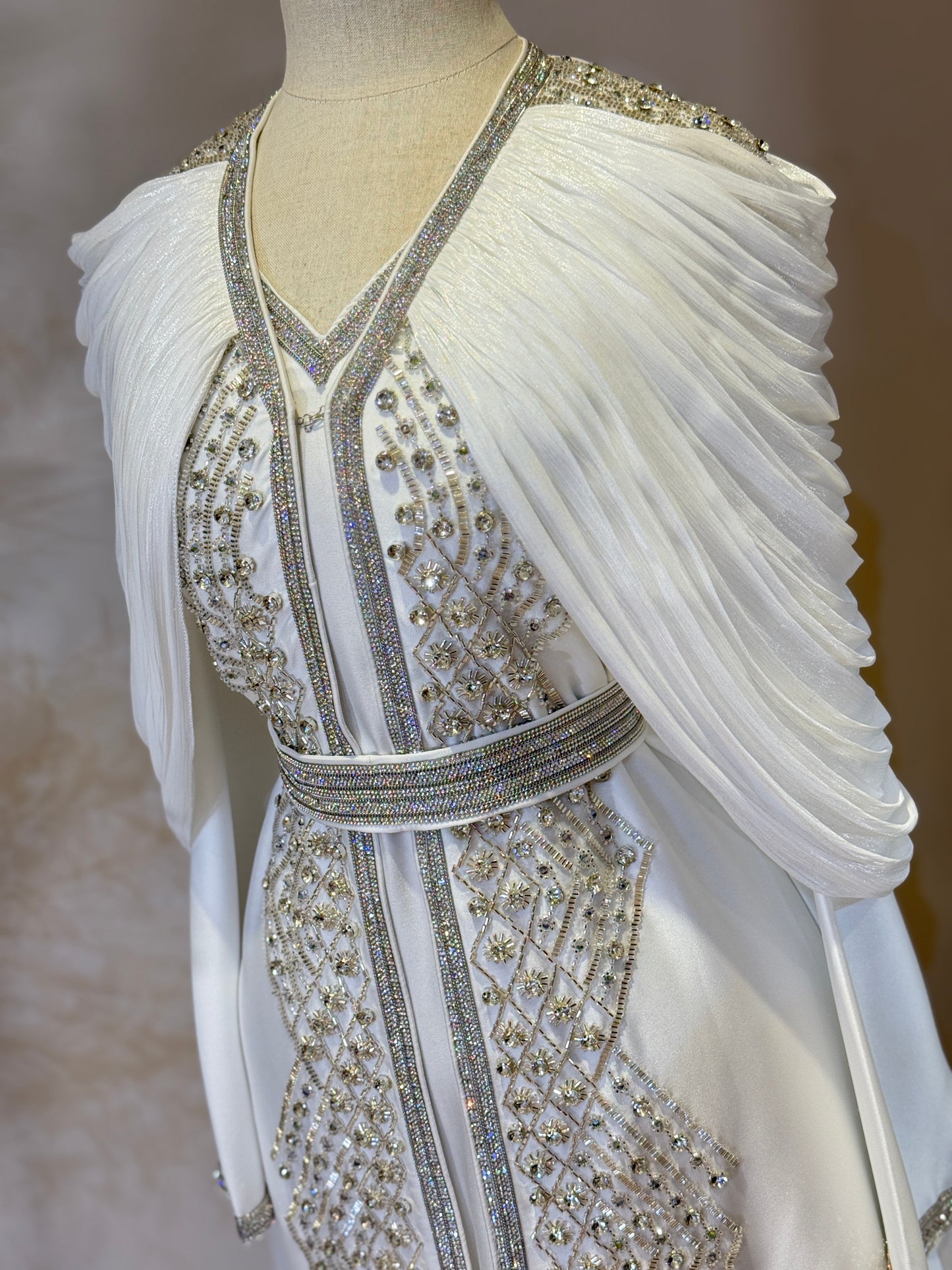 Arela 3 Piece Khaliji Luxury Shoulder Pleated Caftan