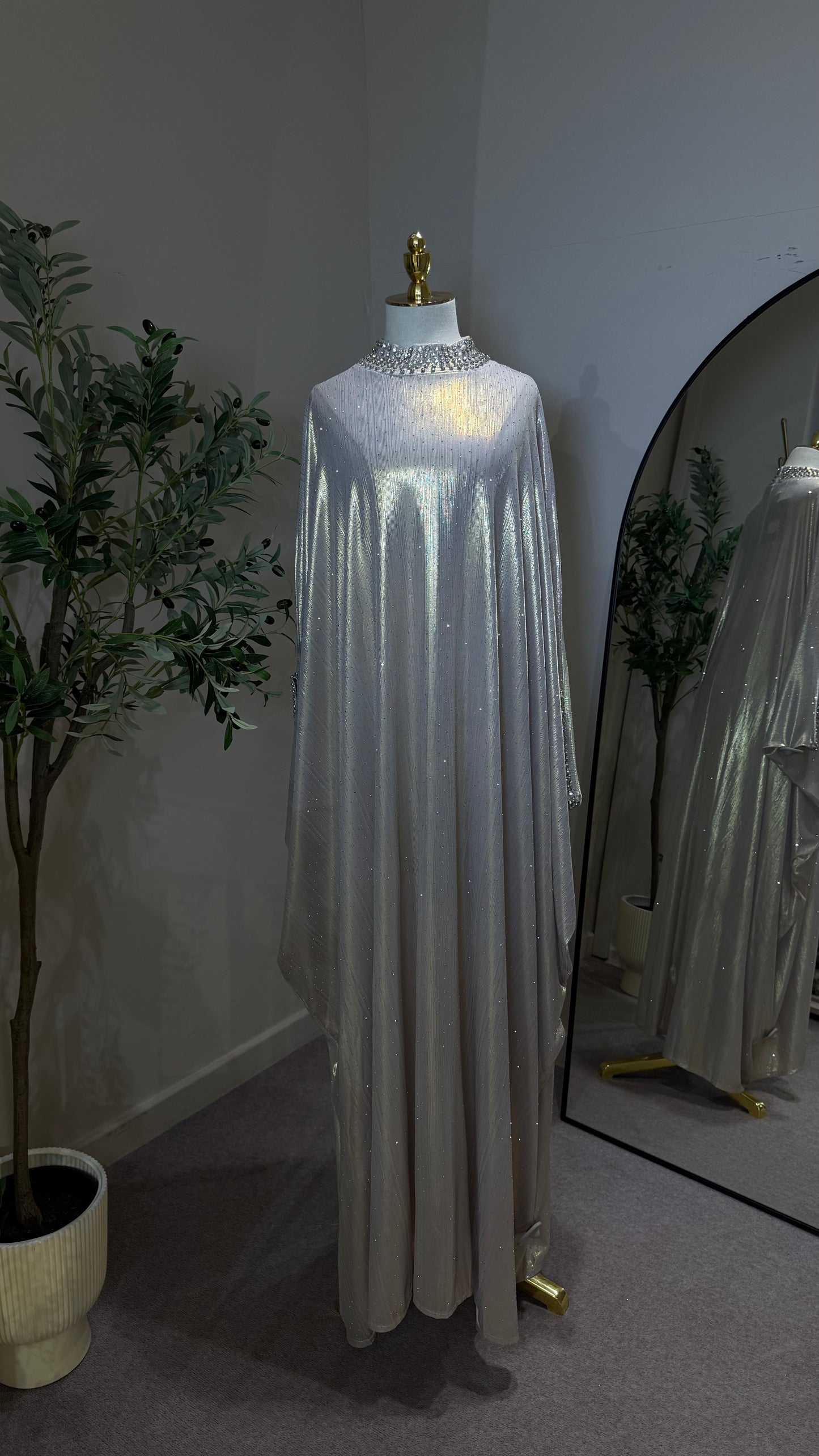 Cream Studded Batwing Kaftan