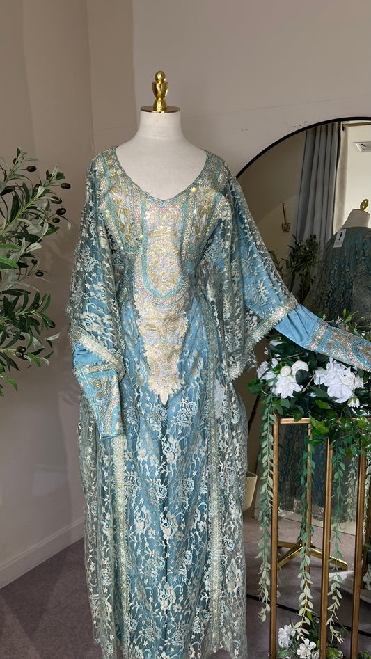 Baby Blue Net Layered Mukhawar