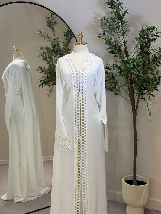 Yara White Luxury Khaliji Abaya
