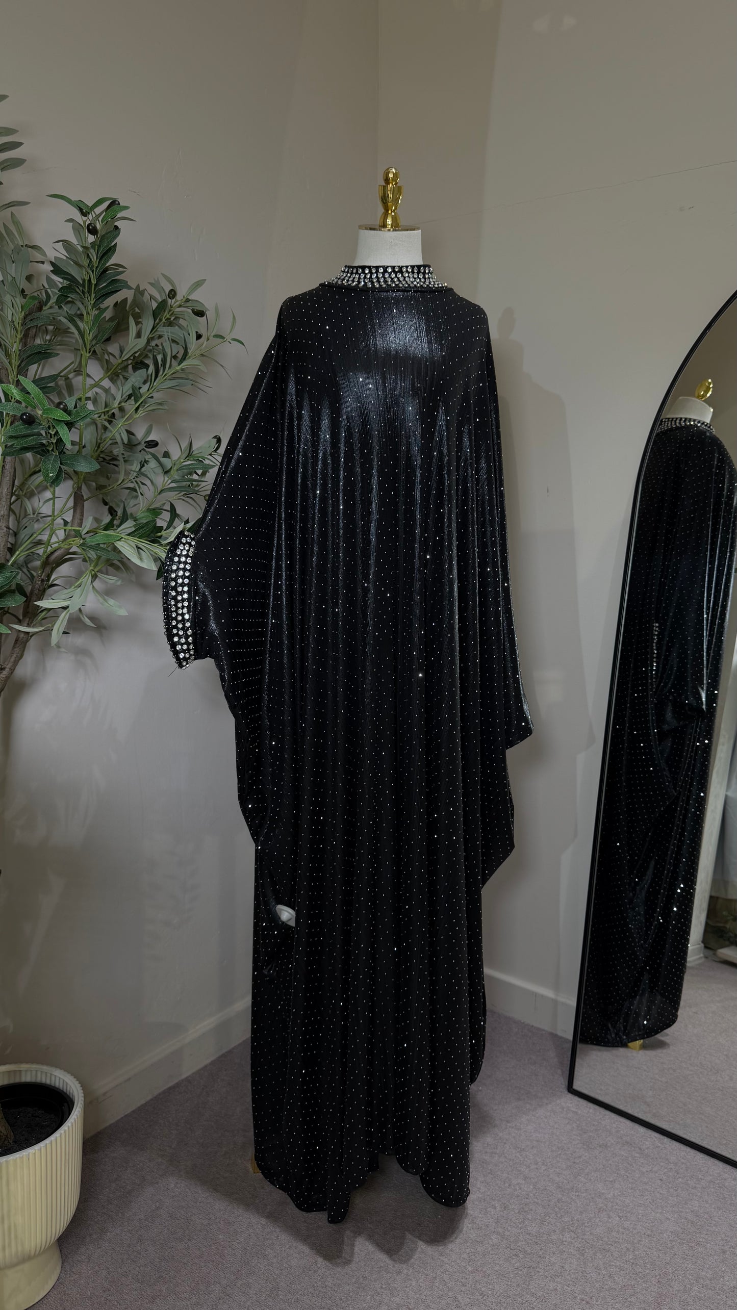 Black Studded Batwing Kaftan