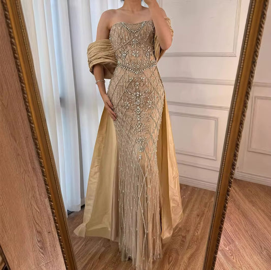 Haneen 2 Material Effect Luxury Hand Embellished Gown (pre-Order)