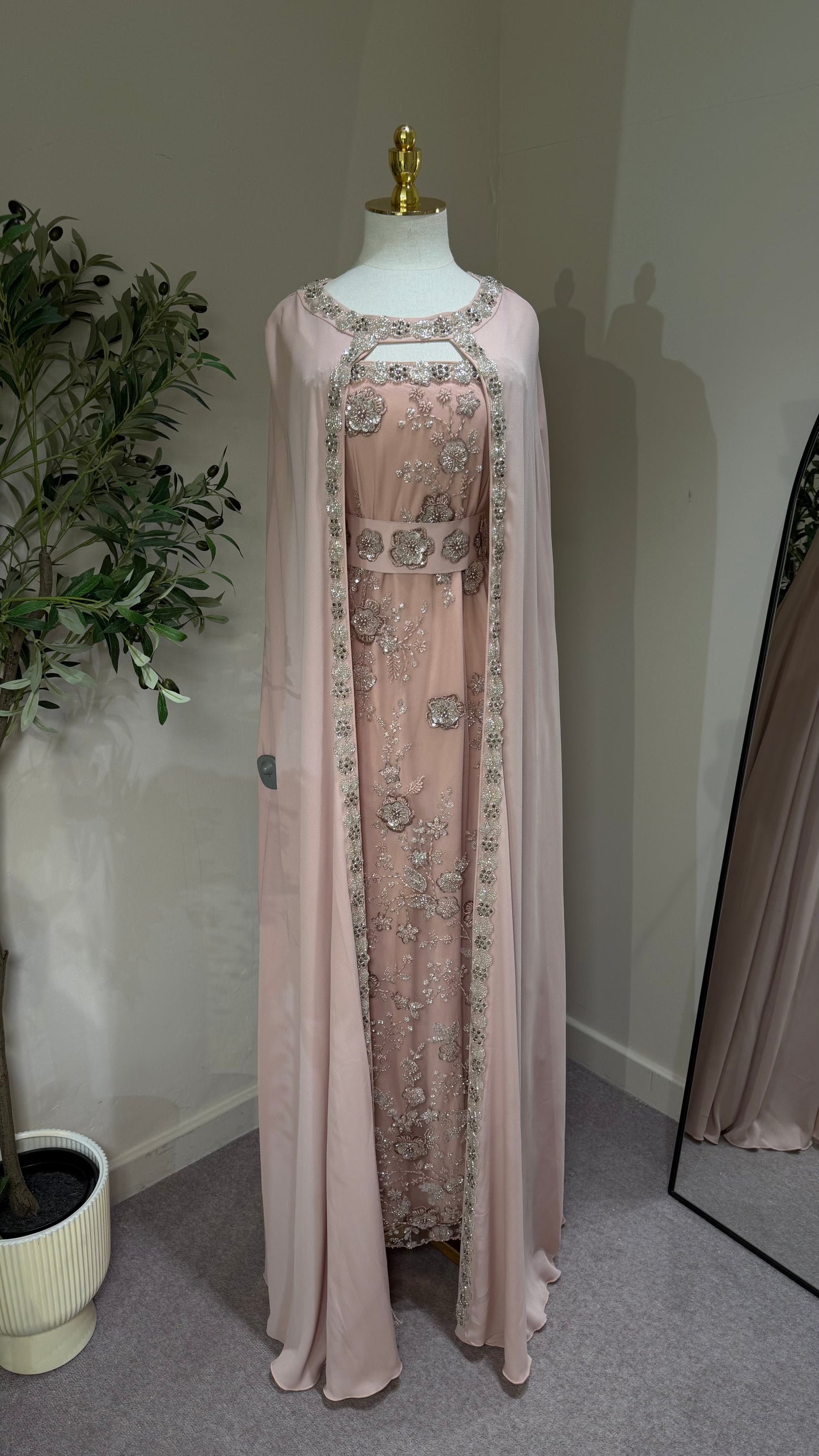 Pink Khaliji Cape Kaftan