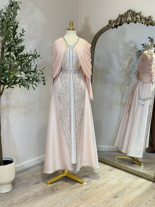 Arela 3 Piece Khaliji Luxury Shoulder Pleated Caftan