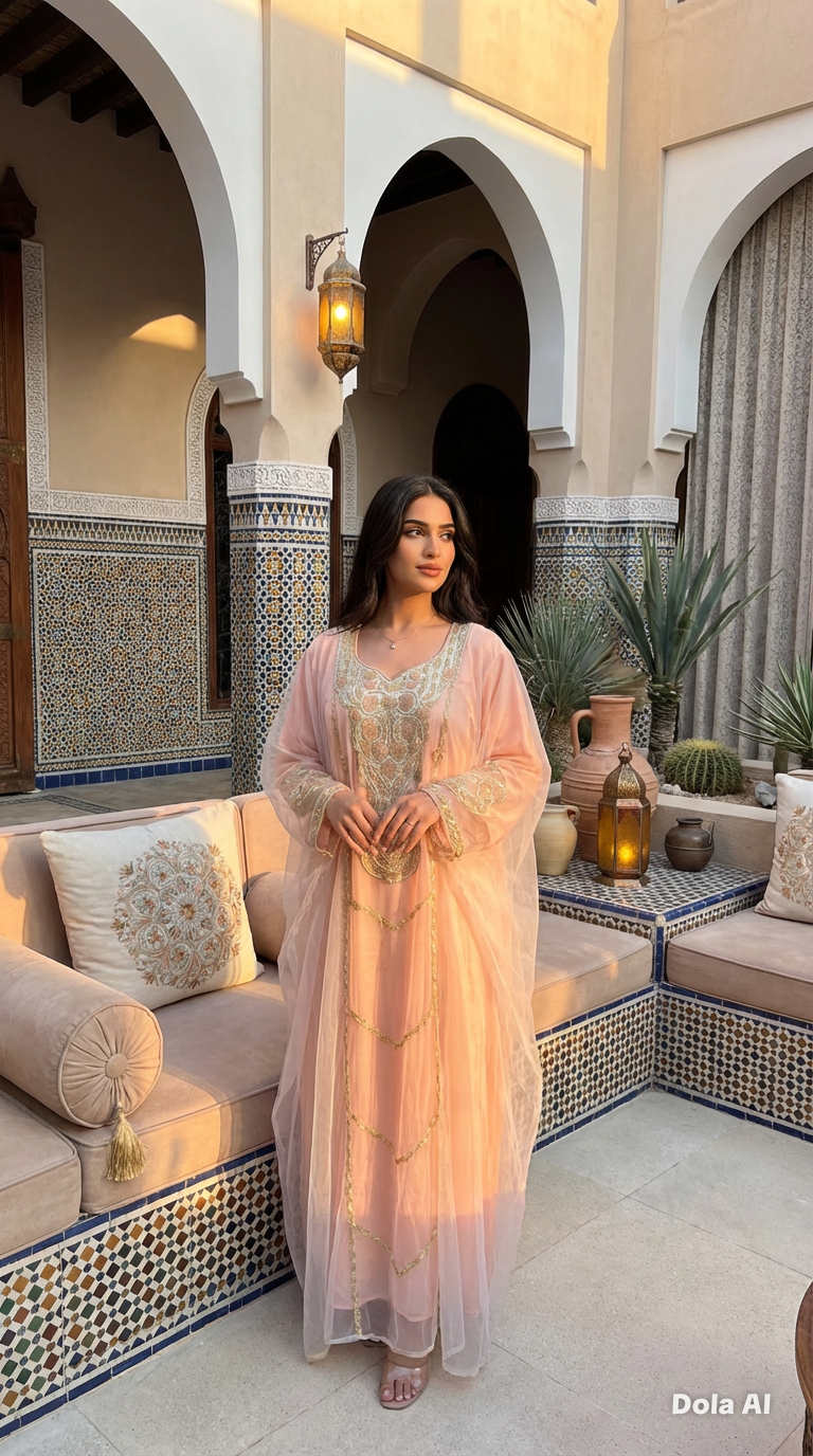 Peach Crystallised Emirate Thobe