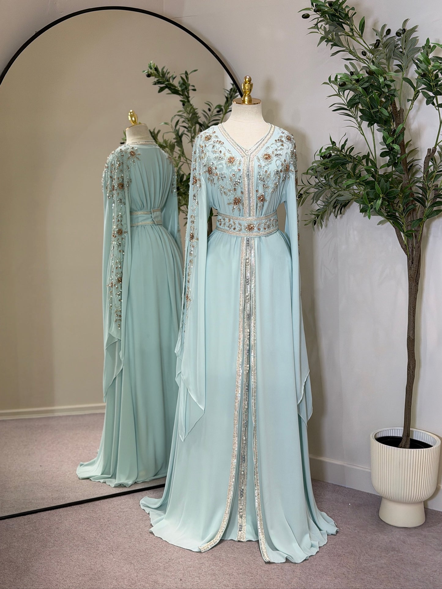 Aaliyah 3 Piece Luxury Draped Sleeve Caftan