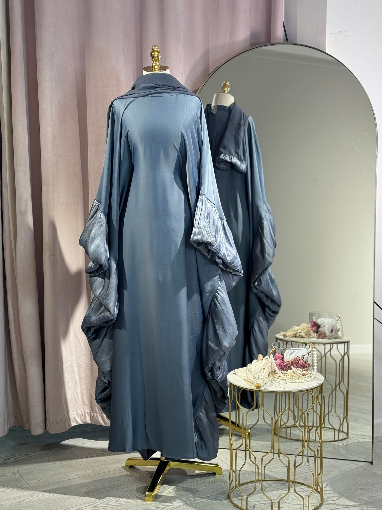 Luxury Satin Butterfly Abaya SB009