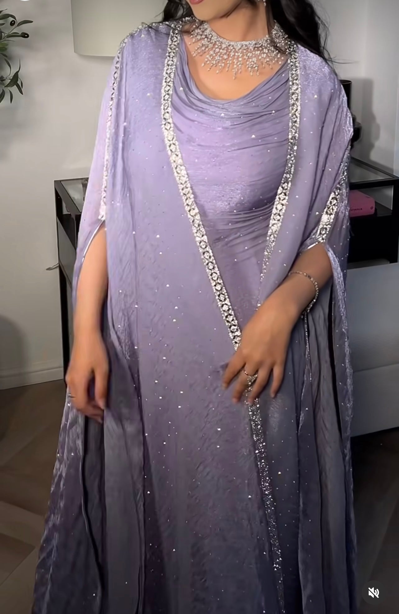 Lilac Rain Dropped Crystal Kaftan