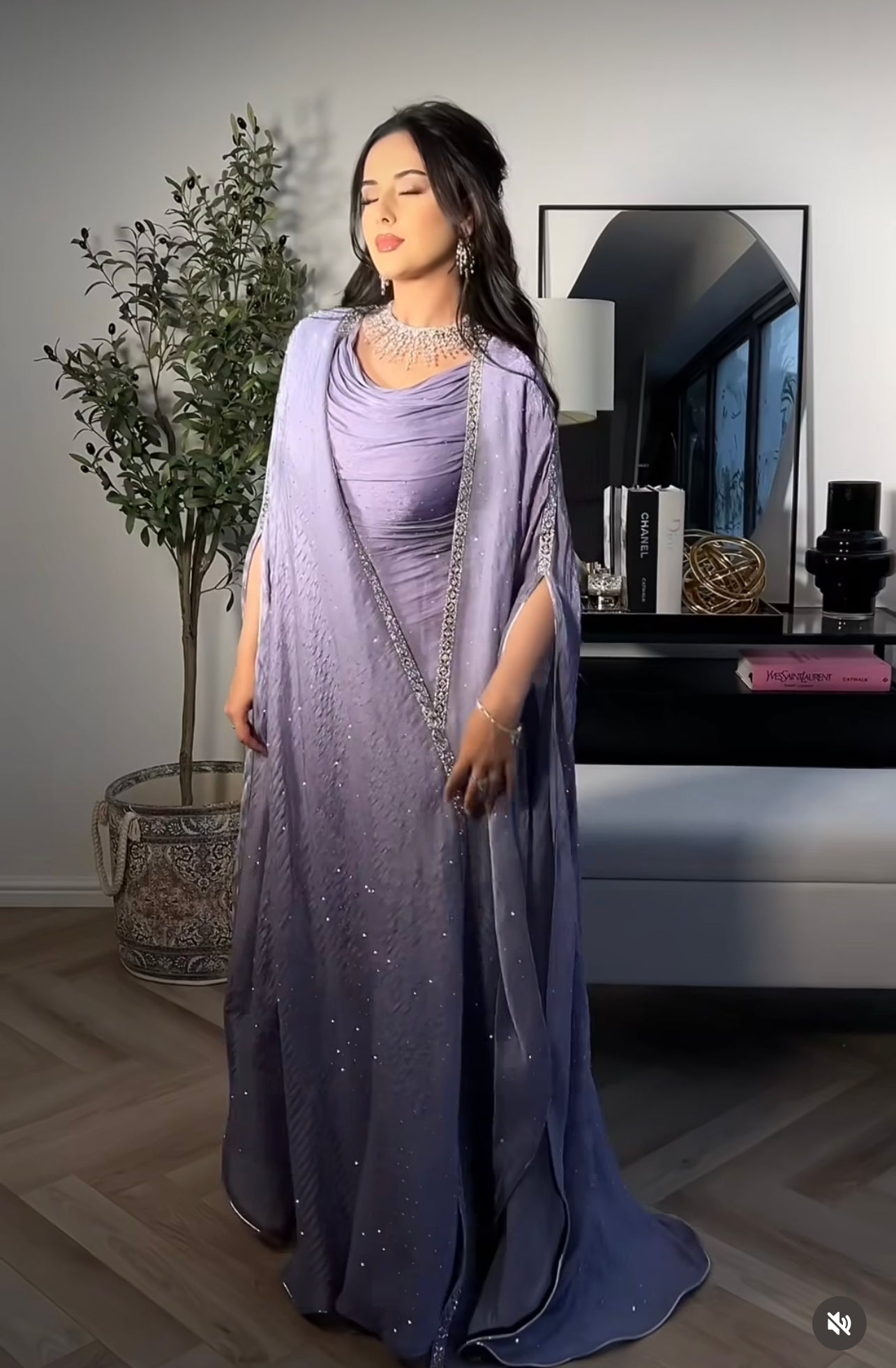 Lilac Rain Dropped Crystal Kaftan