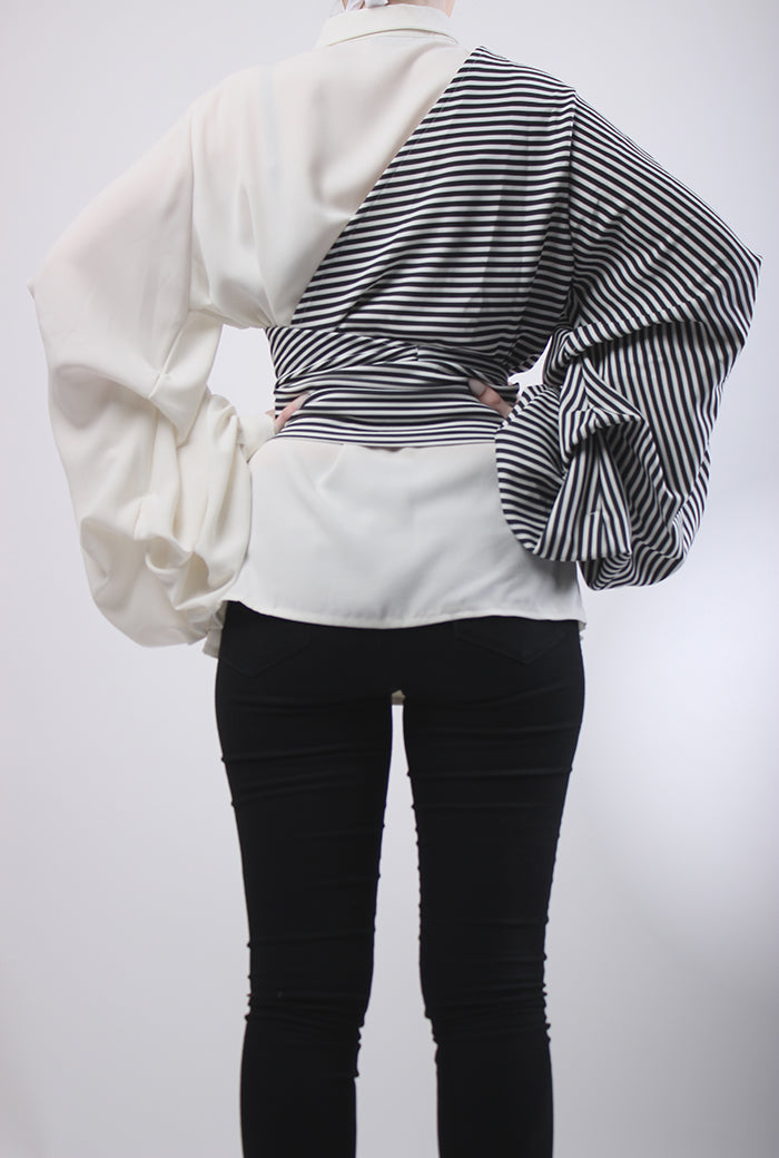 Zebra Cross Blouse With Front Wrap Strap