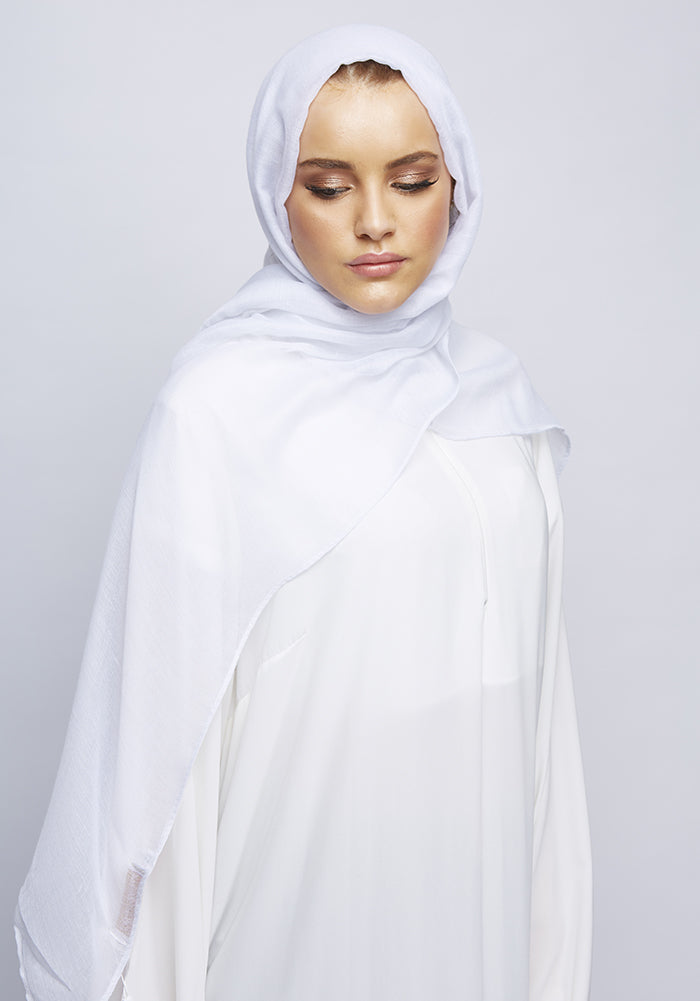 White Viscose Maxi Plain Hijab