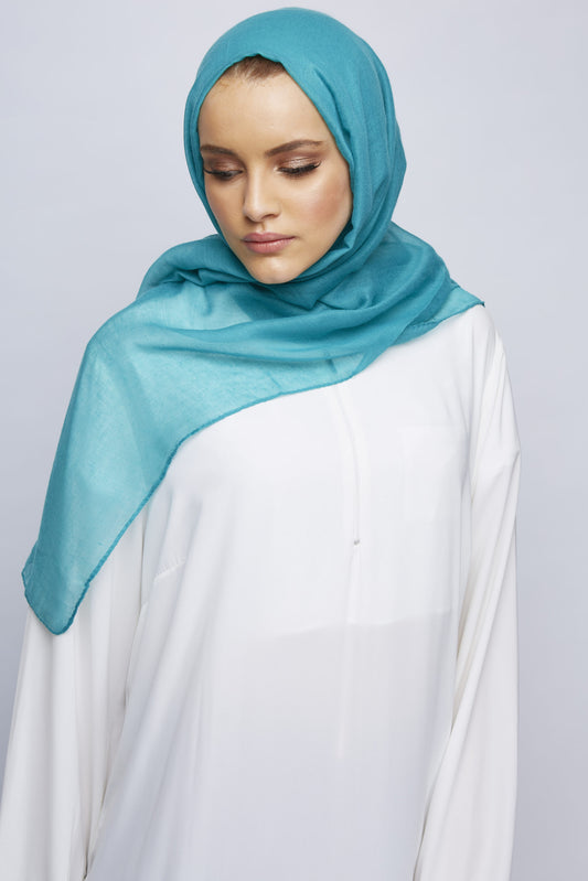 Teal Blue Plain Maxi Hijab