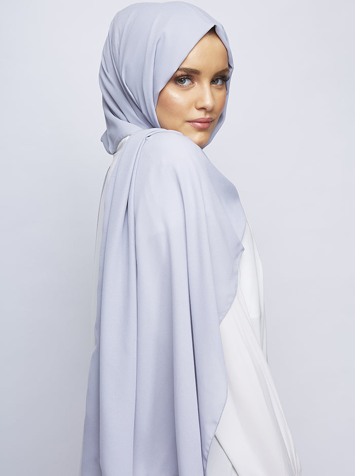 Silver Grey Luxury Crepe Hijab
