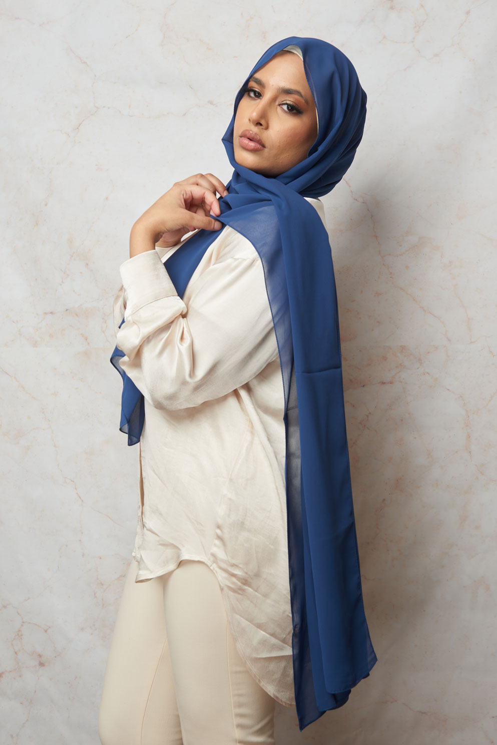 Prussian Blue Premium Chiffon Hijab