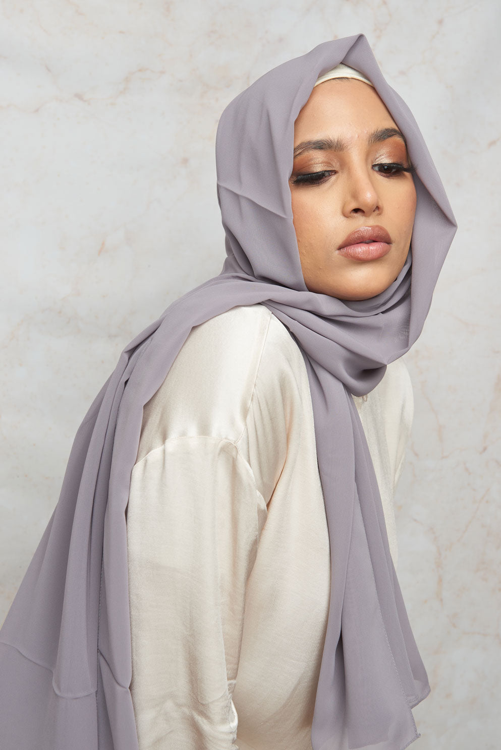 Grey Lavender Premium Chiffon Hijab