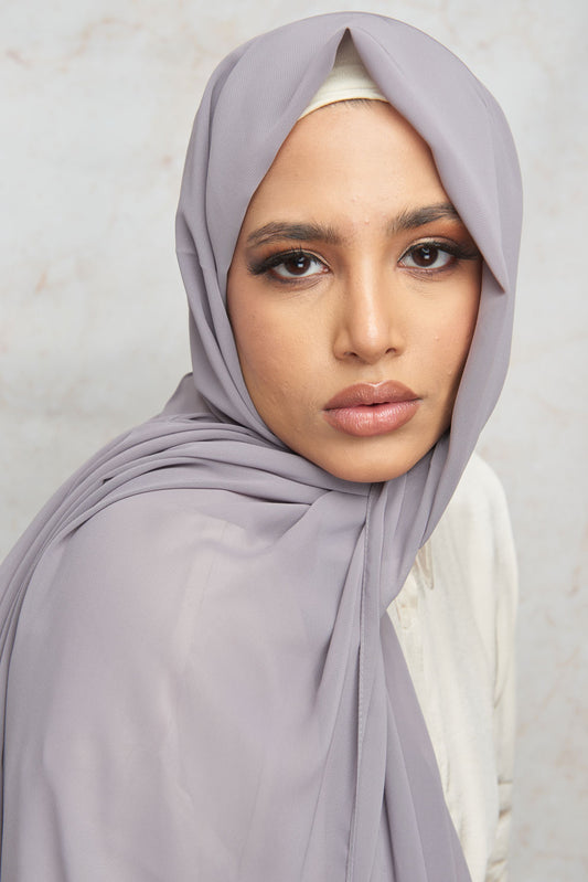 Grey Lavender Premium Chiffon Hijab