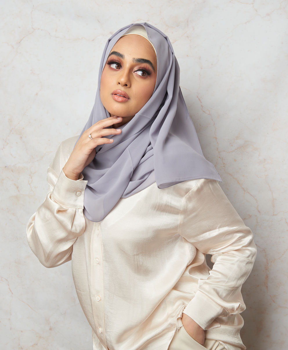 French Grey Premium Chiffon Hijab