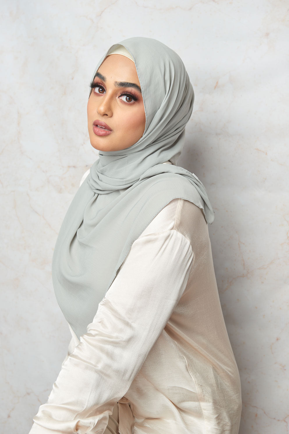 Wickham Gray Crinkle Chiffon Hijab