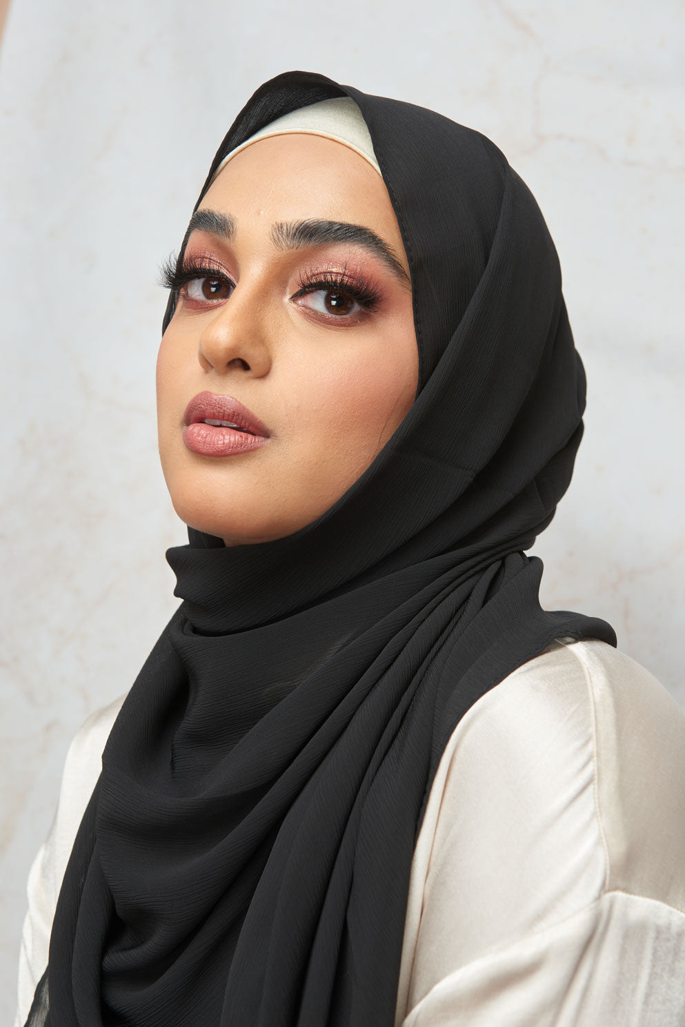 Black Crinkle Chiffon Hijab