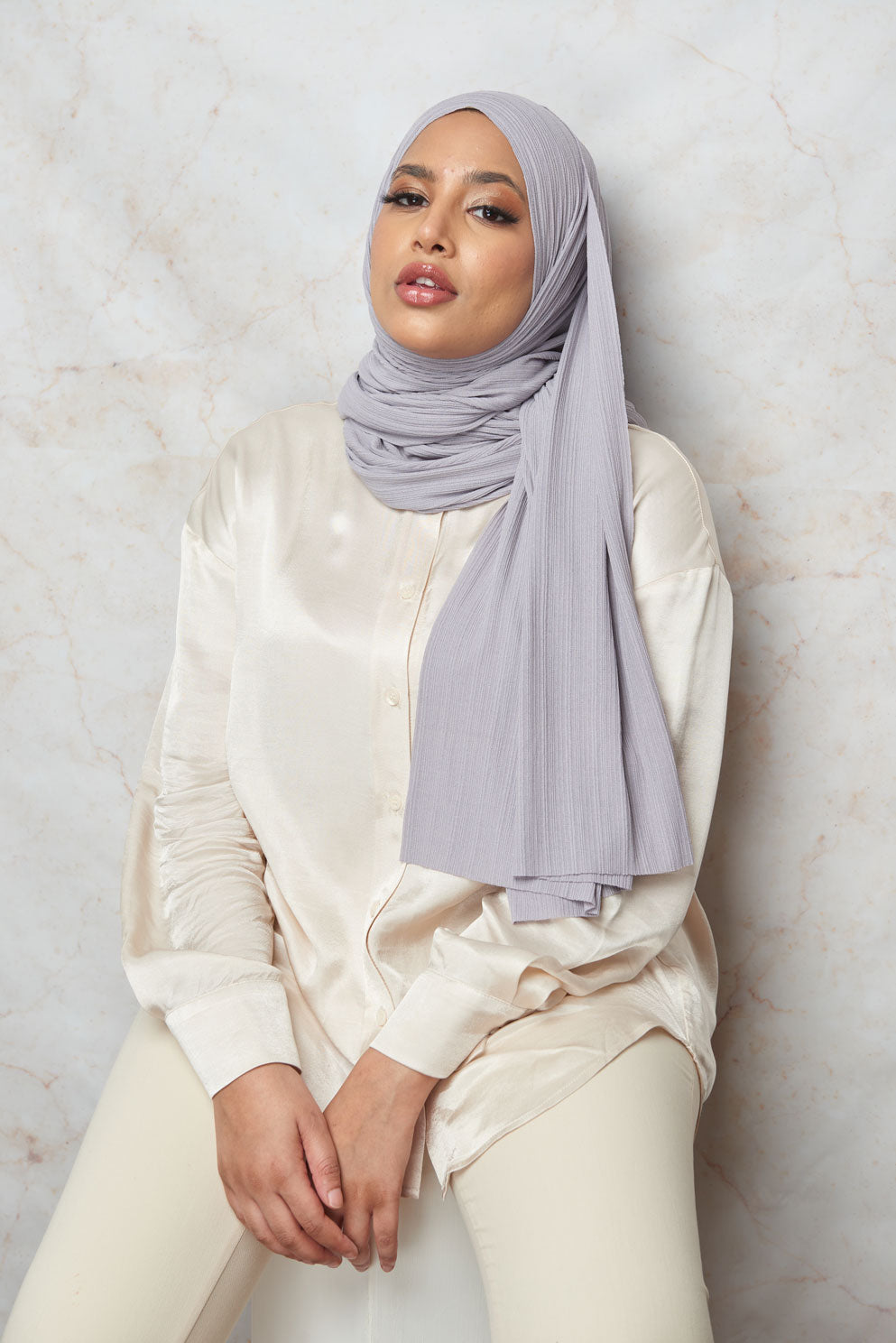 Pearl French Grey Premium Stretch Rib Hijab
