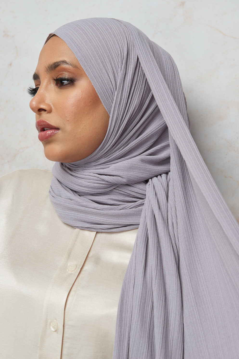 Pearl French Grey Premium Stretch Rib Hijab