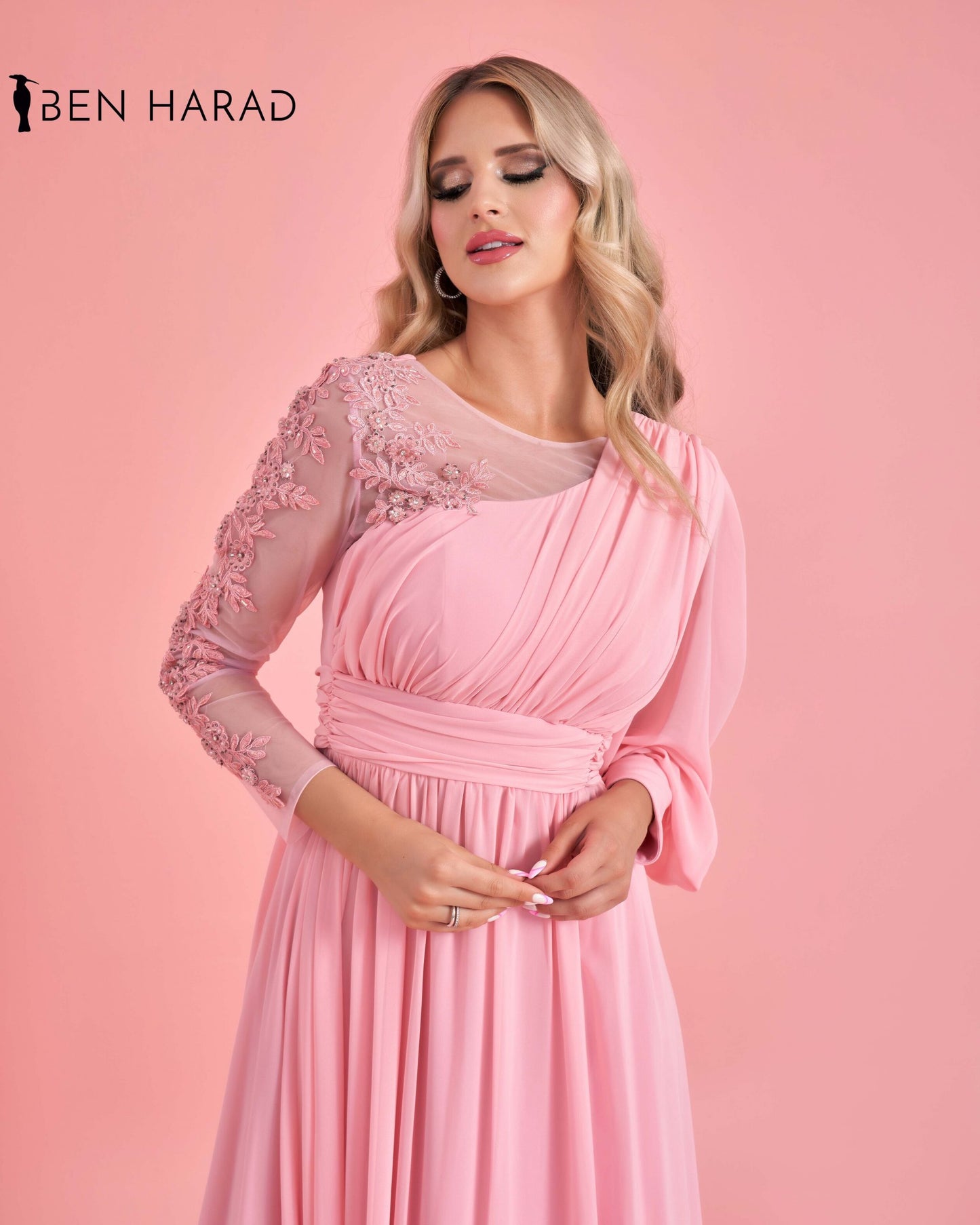 Flamingo Pink drape wrap One Shoulder Sequin Mesh with Split Thigh Chiffon Maxi Dress