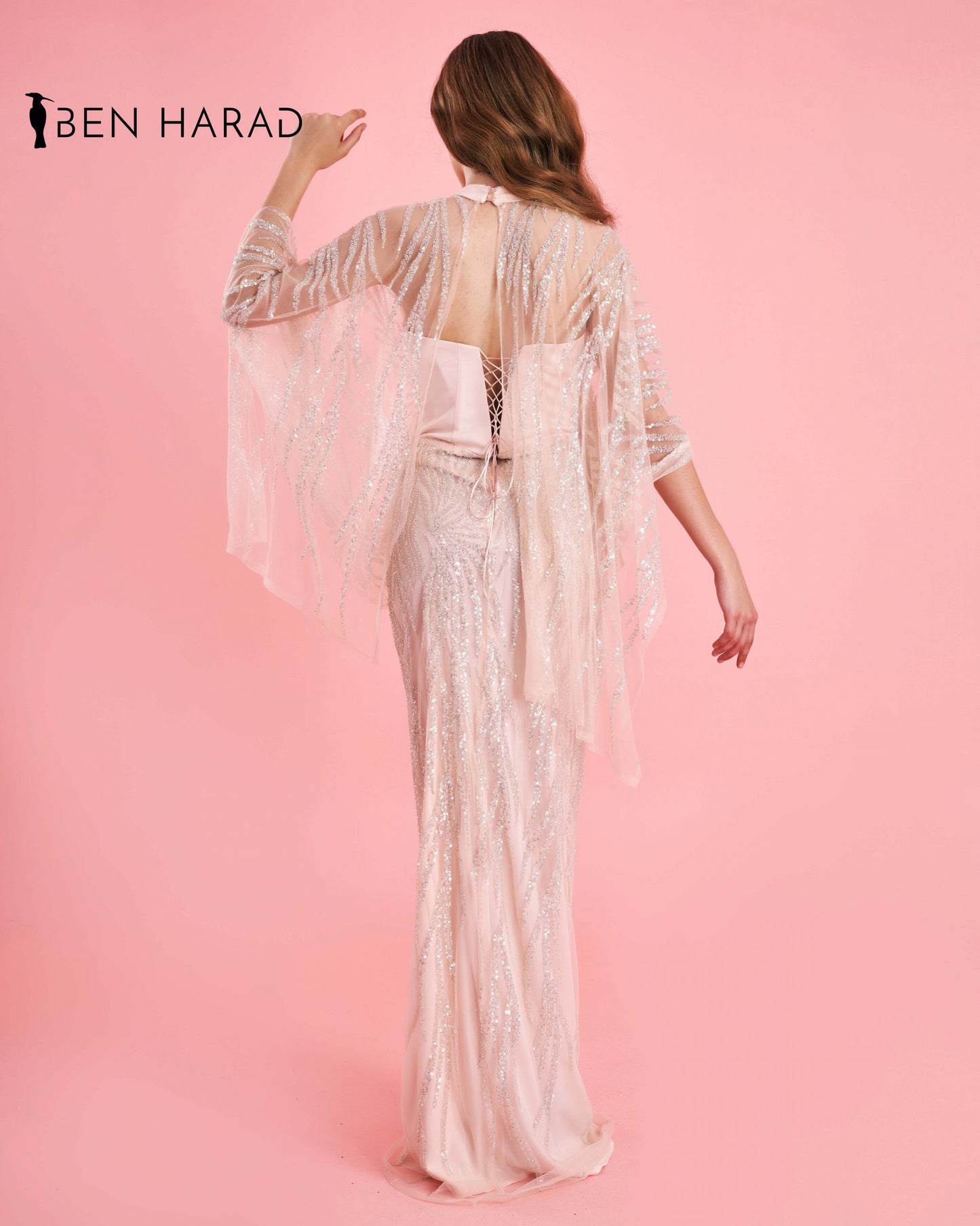 Champagne pink Sequin Glittery Maxi Dress