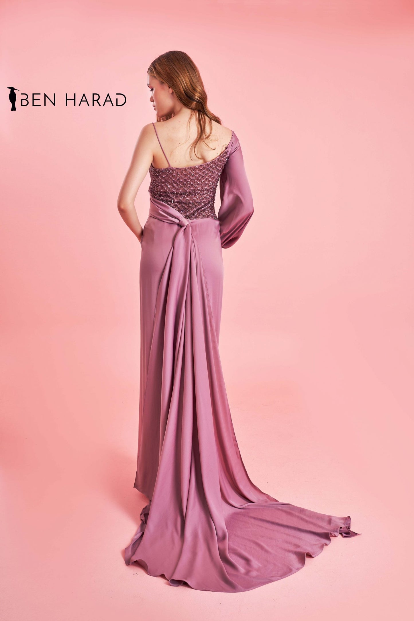 Orchid Front Folded Split Thigh Maxi Satin Dress