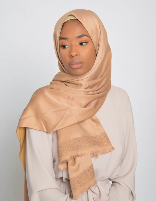 Medium Bronze Sequin Edge Satin Hijab