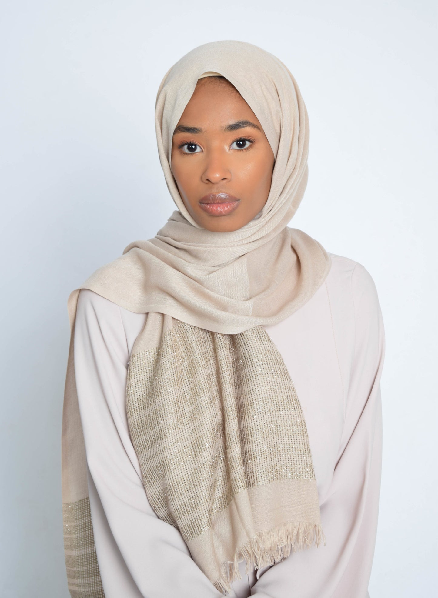 Stone Striped Shimmer Hijab