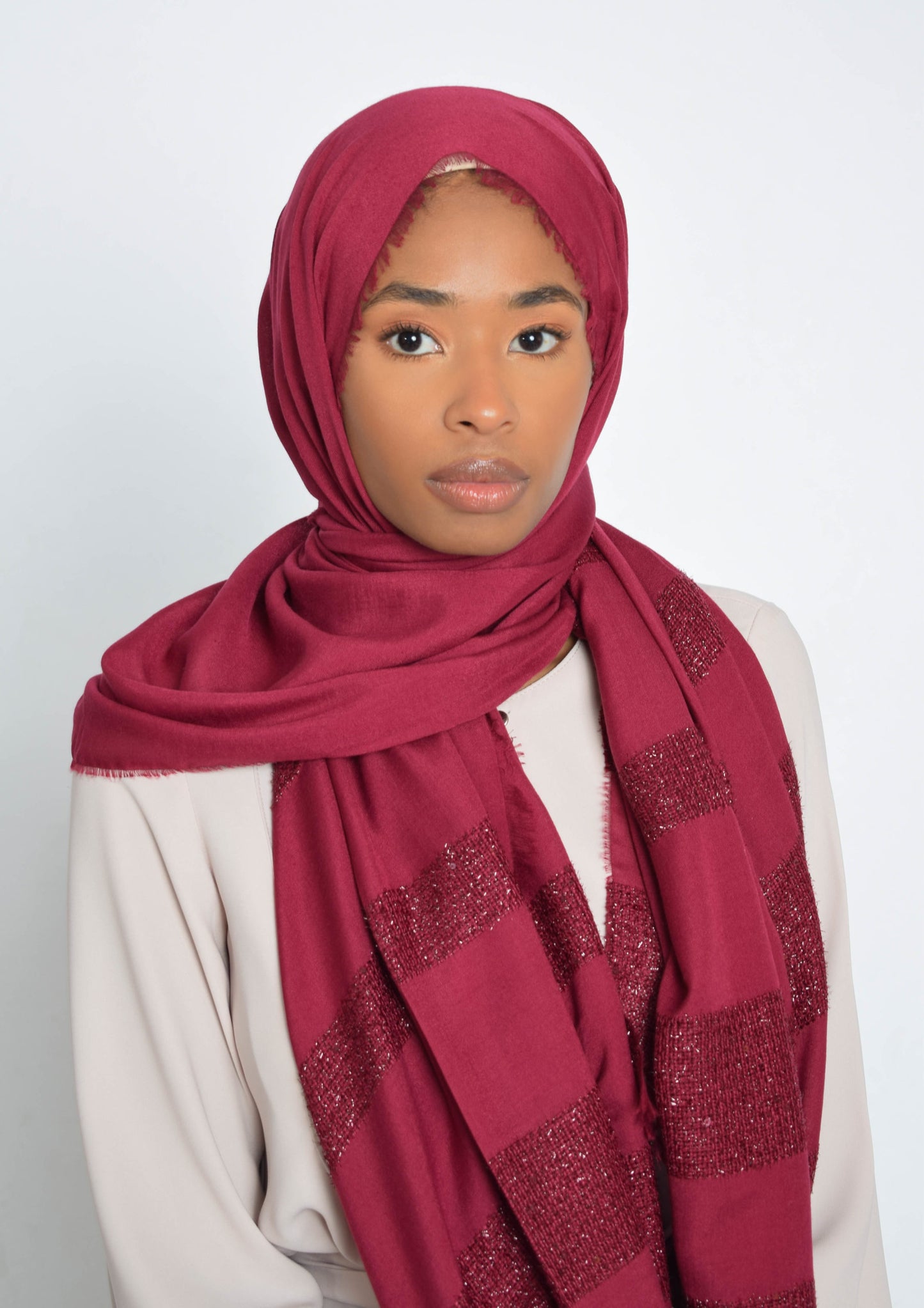 Cranberry Sequin Edge Hijab