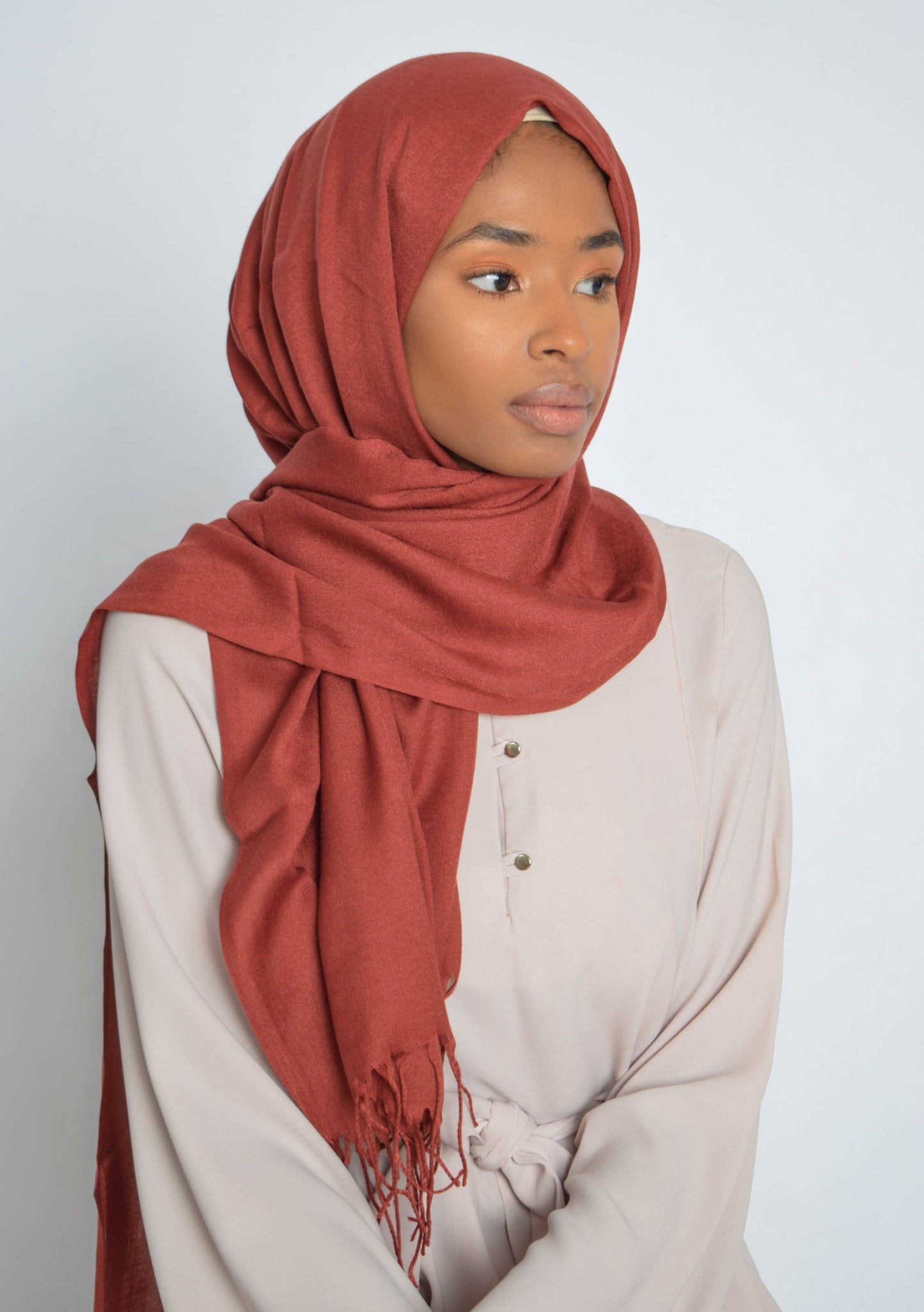 Coral Copper Pashmina Plain Hijab