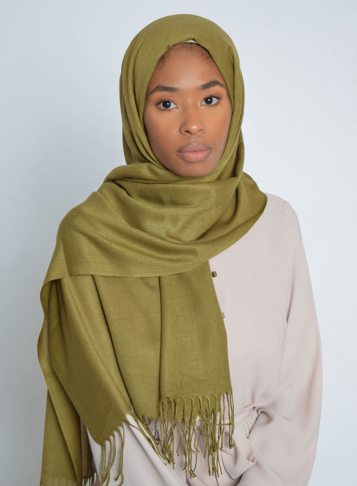 Olive Pashmina Plain Hijab
