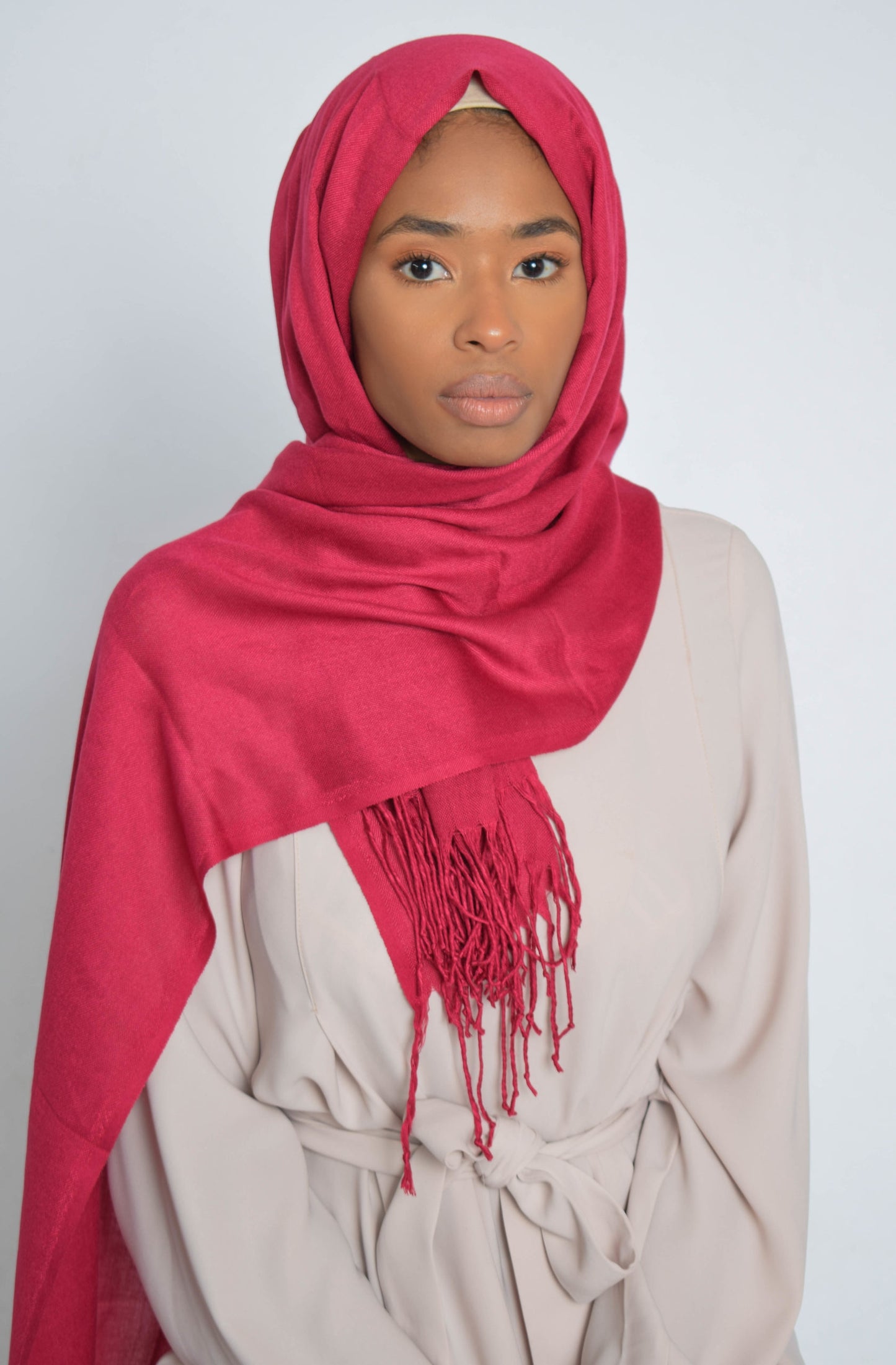 Virtual Pink Pashmina Plain Hijab
