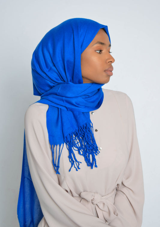 Electric Blue Pashmina Plain Hijab