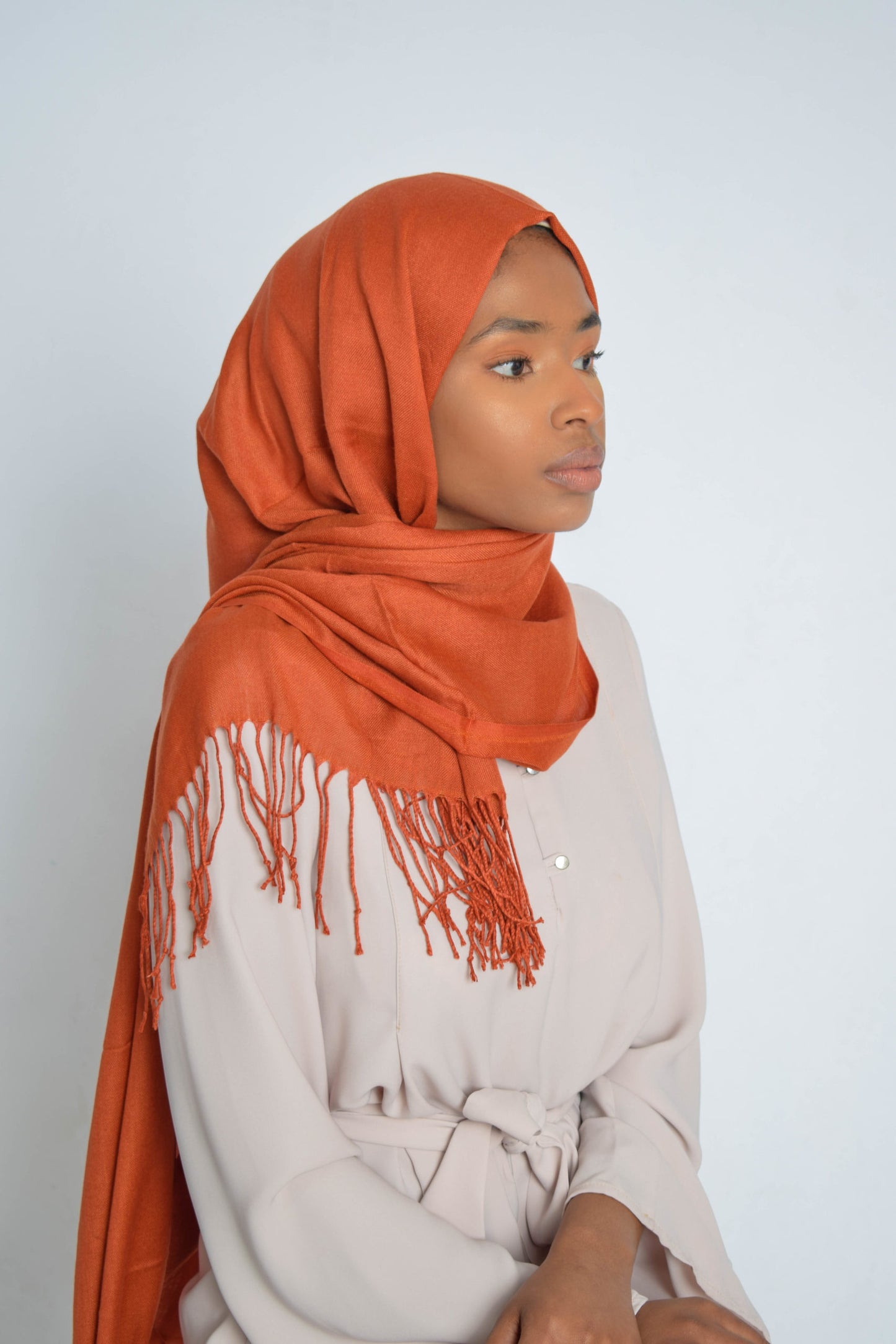 Orange Pashmina Plain Hijab