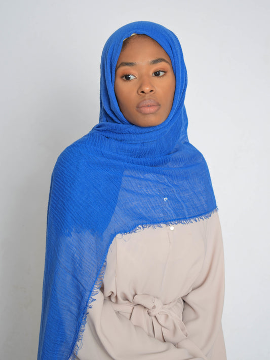 Electric Blue Crinkle Hijab