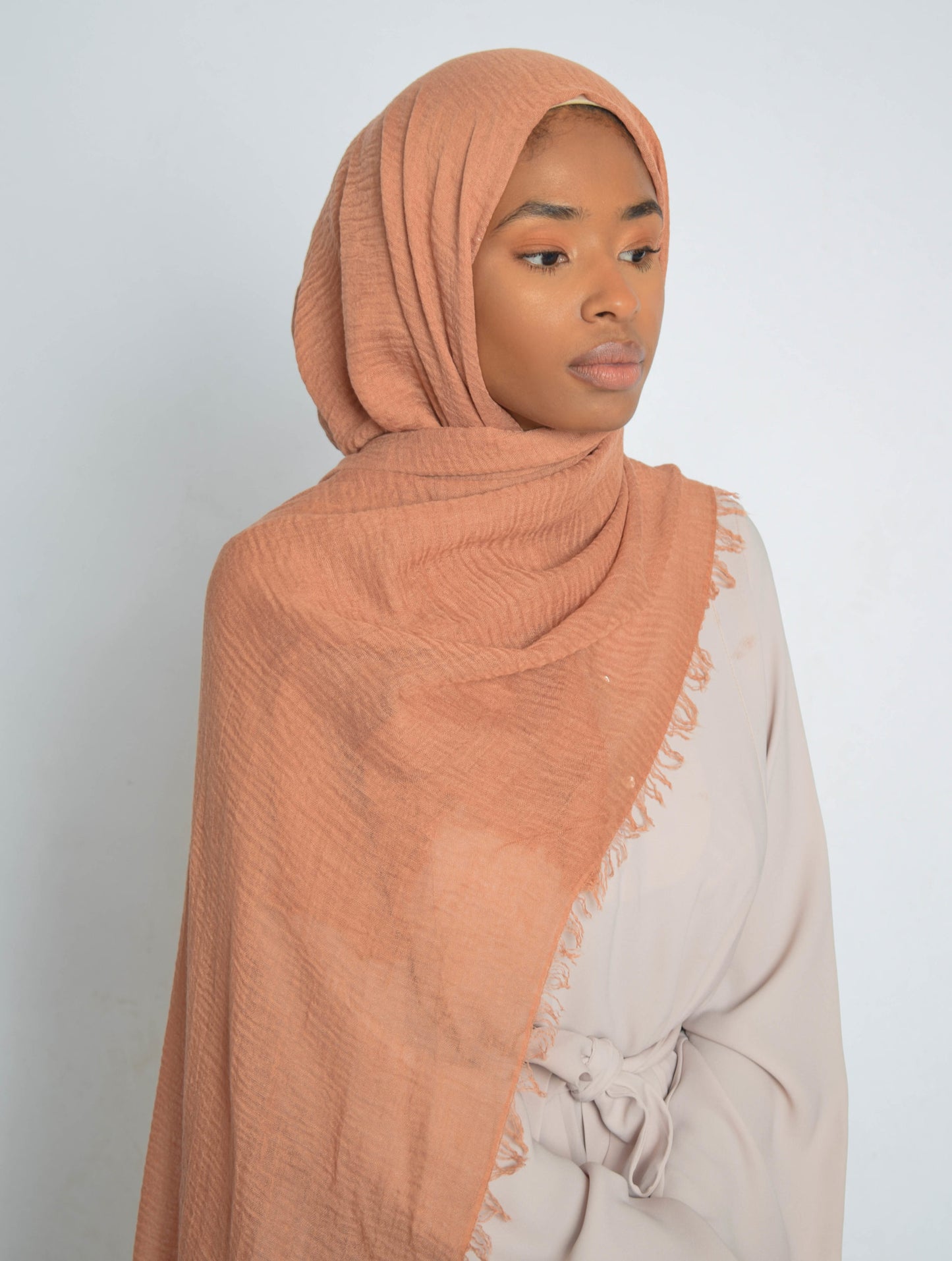 Powder Peach Crinkle Hijab