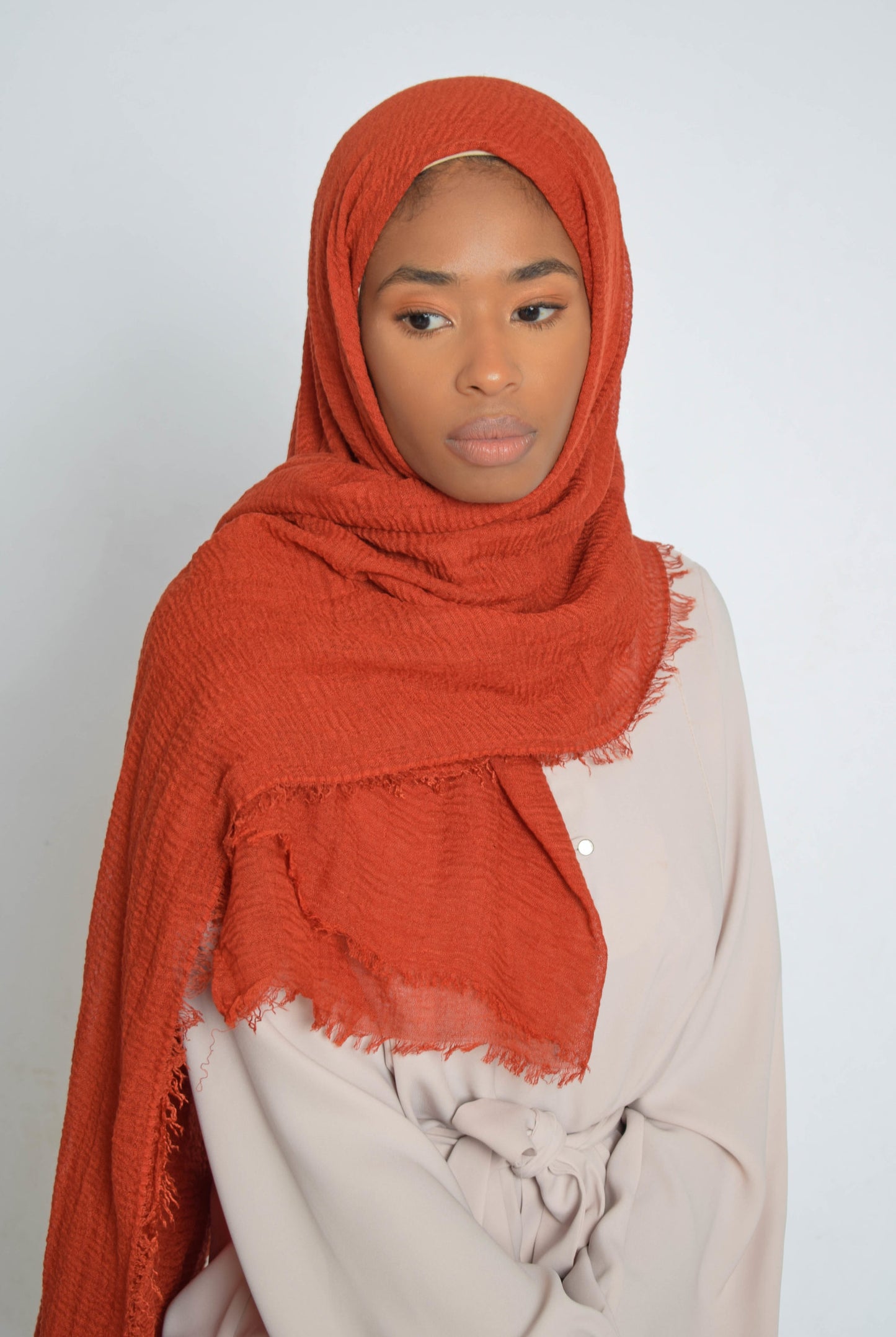 Fire Orange Crinkle Hijab