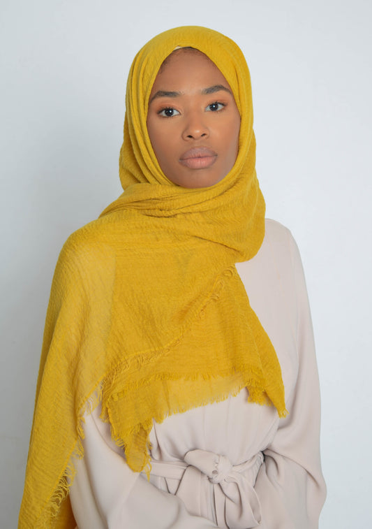 Yellow Crinkle Hijab