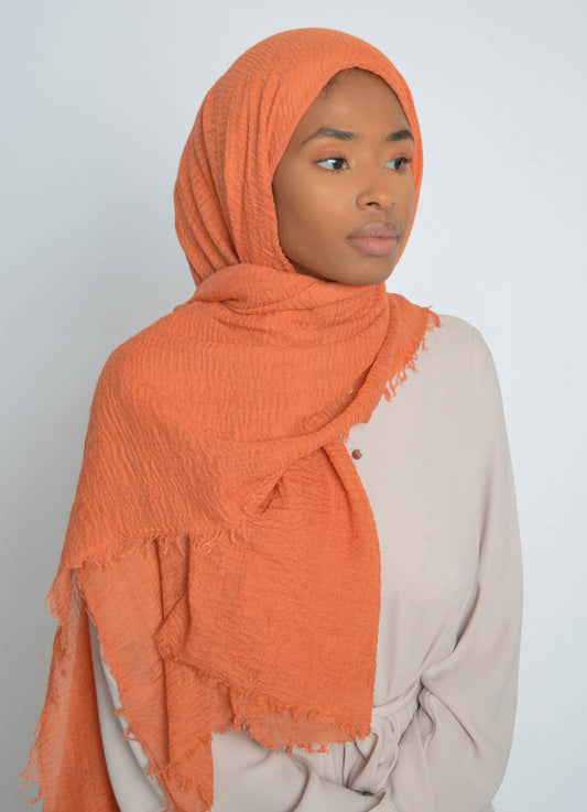 Vermilion Orange Crinkle Hijab