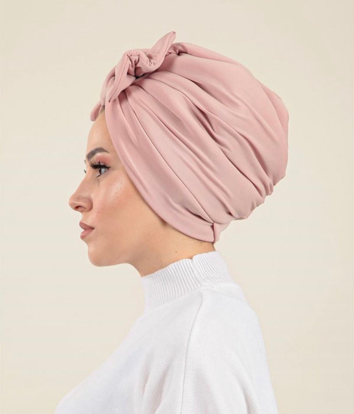 Dusty Pink Bow Turban