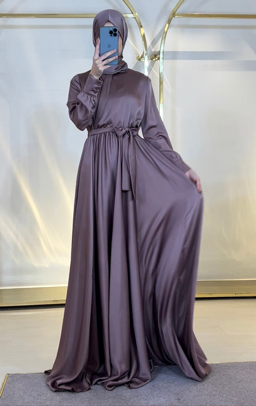 Flowing Heather Purple Satin Dress